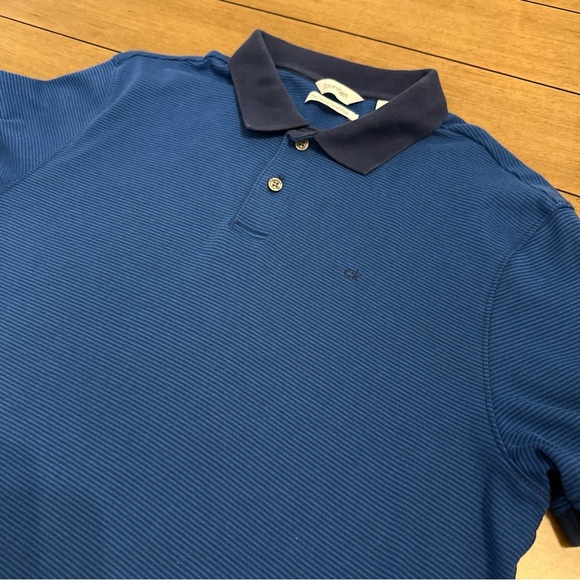 Calvin Klein Polo Shirt Mens Medium Liquid Touch Collared Polo Short Sleeve Blue - Picture 2 of 13